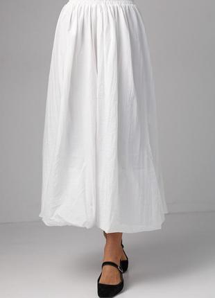 Длинная юбка а-силуэта с резинкой на талии - белый цвет, l (есть размеры)6 фото