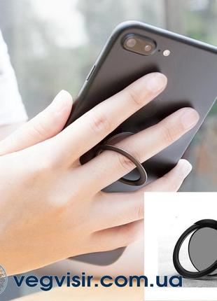 Кольцо держатель для телефона 360 грудусов черного цвета для мужчин унисекс попсокет на палец popsocket черный