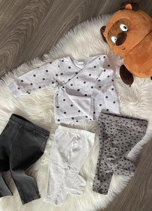 Лот набор комплект одежды лосины кофта брюки h&m р. 4-9 мес (68-74 см)1 фото