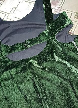Шикарный бархатный комбез-платье-сарафан бутылочного оттенка от asos3 фото