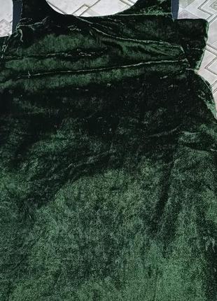 Шикарный бархатный комбез-платье-сарафан бутылочного оттенка от asos7 фото