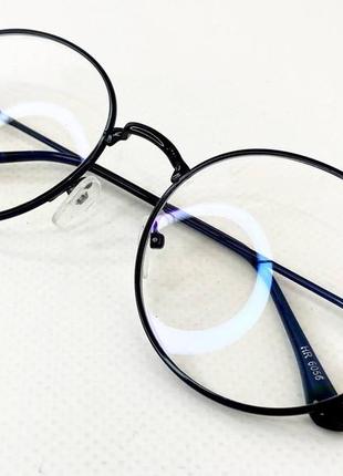 Очки компьютерные женские круглые в металлической оправе с тонкими дужками3 фото