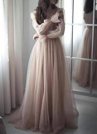 Богемна випускна блискуча пишна вечірня сукня плаття фатин в стилі chanel8 фото