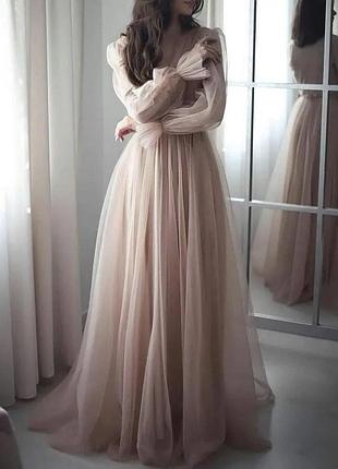 Богемна випускна блискуча пишна вечірня сукня плаття фатин в стилі chanel