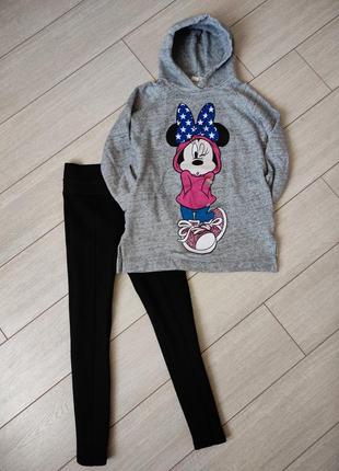 Костюм прогулочный на подростка, комплект кофта с капюшоном, худи, туника, штаны на резинке с высокой посадкой, леггинсы, пайта, оригинал