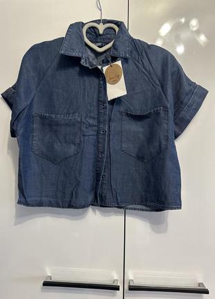 Базова джинсова укорочена сорочка