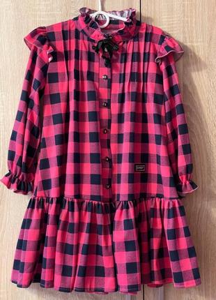 Плаття в клітинку для дівчинки сукня в клітинку шкільна сукня 7/8/9 років3 фото