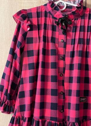 Плаття в клітинку для дівчинки сукня в клітинку шкільна сукня 7/8/9 років4 фото