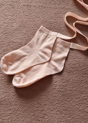 Елегантні шкарпетки пудрово-рожевого кольору з атласною стрічкою з бантом 38-39 розмір бавовна7 фото