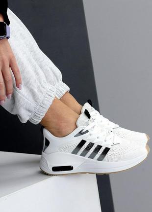 Спортивные текстильные кроссовки женские, черно -белые, вариант для ходьбы, актива,5 фото