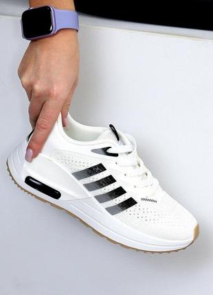 Спортивные текстильные кроссовки женские, черно -белые, вариант для ходьбы, актива,6 фото