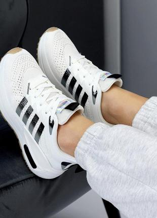 Спортивные текстильные кроссовки женские, черно -белые, вариант для ходьбы, актива,7 фото