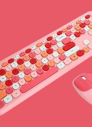 Комплект бездротовий vhg mofii 666 pink, клавіатура + миша