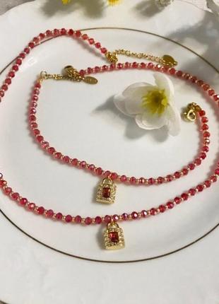 Красный с переливом набор украшений с подвеской чекер браслет из стеклянных бусин и бисера