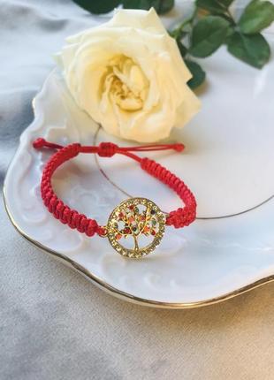 Плетеный браслет оград красная нить с символом дерево жизни