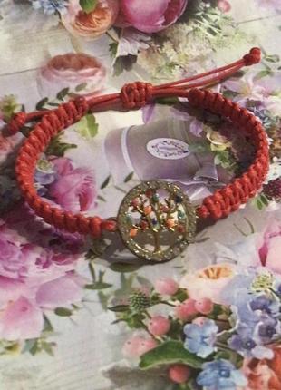 Плетеный браслет оград красная нить с символом дерево жизни5 фото