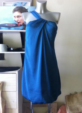 Красивое синее платье на одно плече от benetton италия 8-10