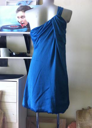 Красивое синее платье на одно плече от benetton италия 8-103 фото