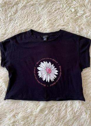 Топ футболка оверсайз кроптоп кроп принт