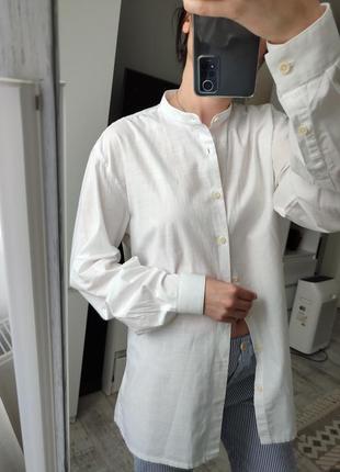 Белая коттоновая рубашка на стойку от lindbergh