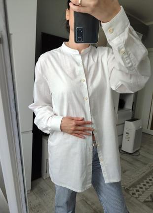 Белая коттоновая рубашка на стойку от lindbergh4 фото