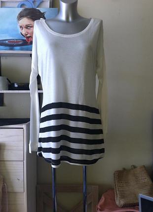 Блуза туника платье оверсайз вискоза 10-12-14 в полоску