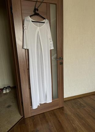 Стильный белый длинный кардиган кимоно пальто накидка парео
