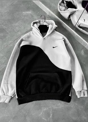 Nike худи черно-белое, оверсайз