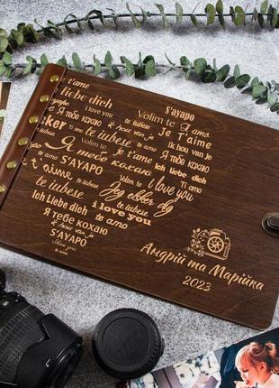 Фотоальбом для молодят на весілля в дерев’яній обкладинці1 фото