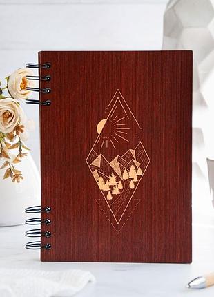 Записная книга в деревянном переплете "my way"