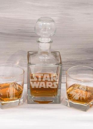 Подарочный набор стаканов для виски с гравировкой "звездные войны"2 фото