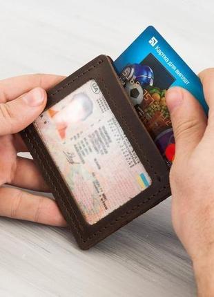 Чоловічий шкіряний кардхолдер для прав або id паспорта з гравіюванням ініціалів4 фото