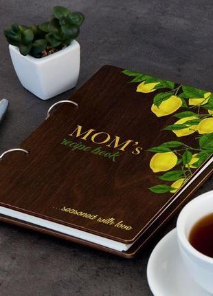 Книга для записей рецептов в деревянной обложке с лимонами5 фото