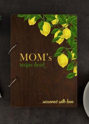 Книга для записів рецептів у дерев'яній обкладинці з лимонами3 фото