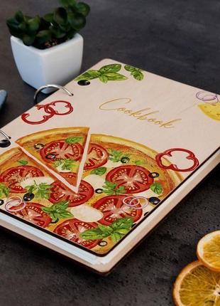 Книга для рецептов в деревянной обложке «pizza»8 фото