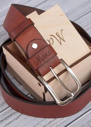 Эксклюзивный кожаный ремень с гравировкой, классическая серебрянная пряжка1 фото