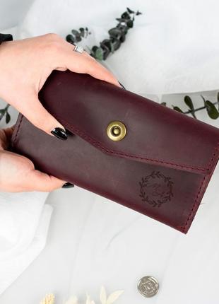 Женский кошелек с бесплатной гравировкой инициалов, натуральная кожа2 фото