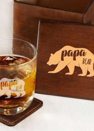 Стильний стакан для віскі в дерев'яній коробці на подарунок папі3 фото