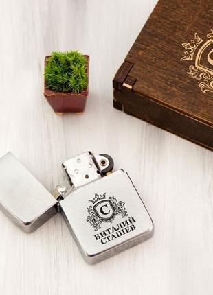 Мужская металлическая зажигалка zippo с именной гравировкой7 фото