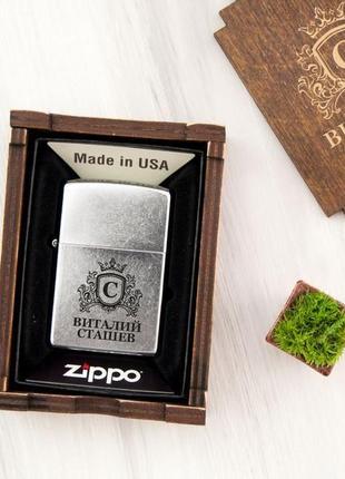 Чоловіча металева запальничка zippo з іменним гравіюванням8 фото