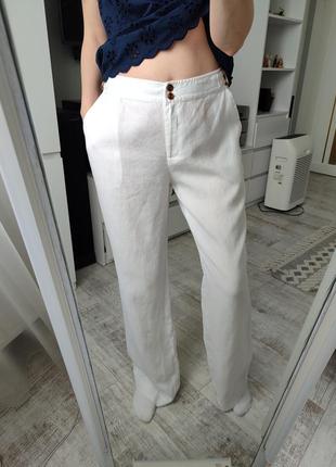 Белые брюки палаццо из 100% льна от yera