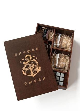 Подарочный набор для виски с камнями в деревянной коробке2 фото