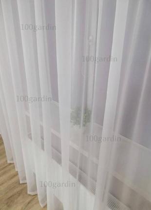 Тюль вуаль шифон 6м  білий з пришитою тесьмою 600*280 см
