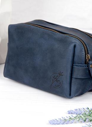 Косметичка дорожная из натуральной кожи с гравировкой