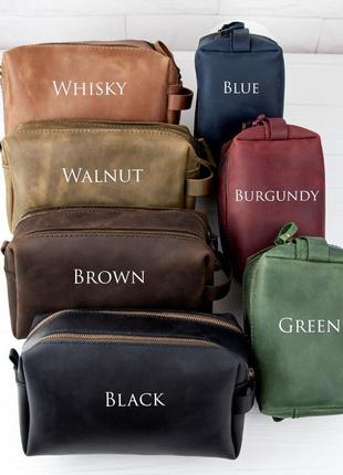 Кожаная косметичка с гравировкой