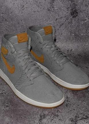 Air jordan 1 retro high flyknit wolf grey ( мужские кроссовки джордан2 фото