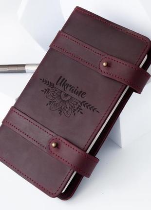 Блокнот у м'якій шкіряній обкладинці з гравіюванням ukraine