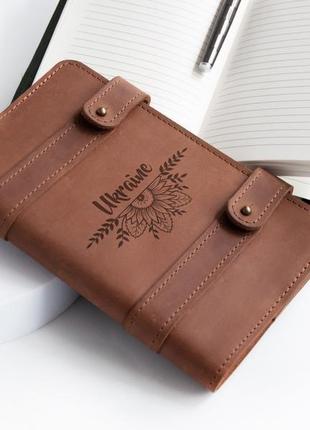 Блокнот у м'якій шкіряній обкладинці з гравіюванням ukraine