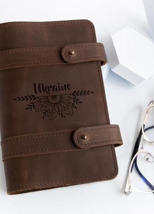 Блокнот у м'якій шкіряній обкладинці з гравіюванням ukraine