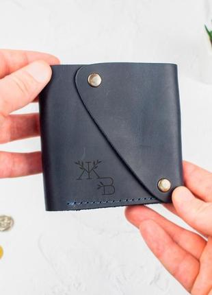 Кожаный женский мини кошелек с монограммой3 фото
